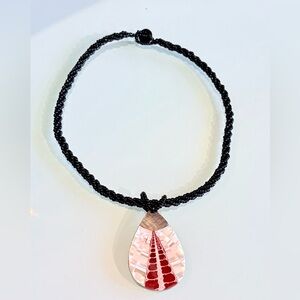 Vintage Black and Red Teardrop Necklace